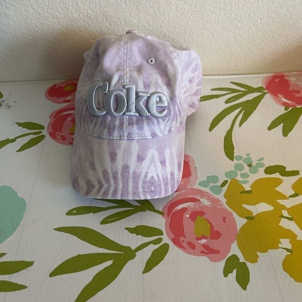 NWT COKE purple and white tie-dye hat one size